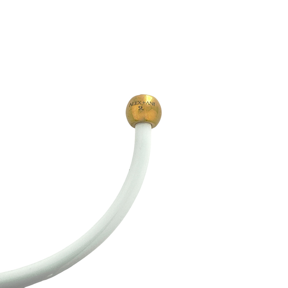 ALEX+ANI Bezel Stone Enamel Cuff in White - Picture 10 of 13